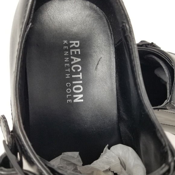 REACTION Kenneth Cole Black Leather Men's Dress Shoes Style 20724 Size 11 - Picture 2 of 12
